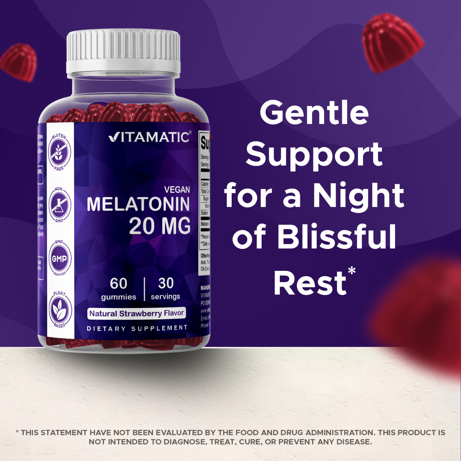 Vitamatic Melatonin 20mg Gummies for Adult 30 Servings -(60 Gummies)