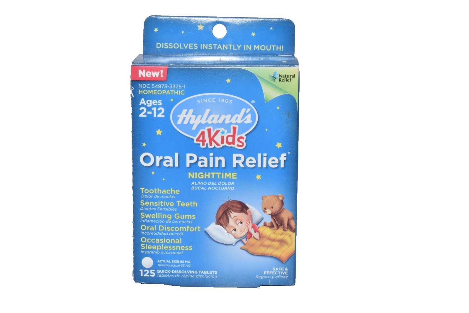 Hyland’s 4 Kids Oral Pain Relief NIGHTTIME, 125 Quick-Dissolving Tablets Natural
