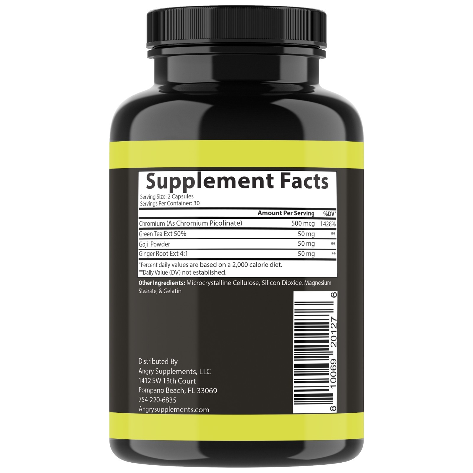 Angry Supplements Curb the Crave Green Tea, Goji, Ginger Cravings Reduction 60ct
