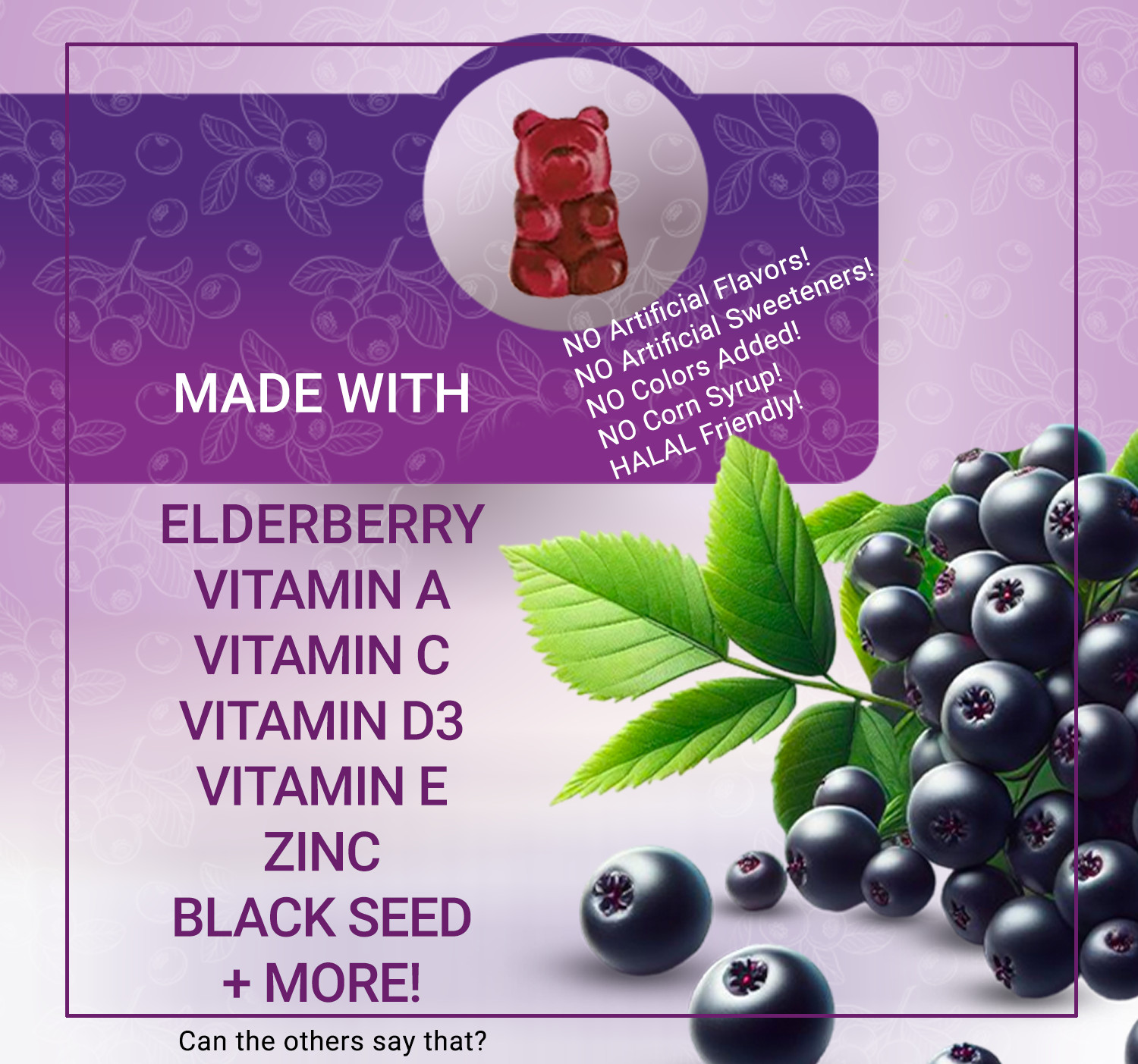DYMA® Elderberry Multivitamin Gummies With Black Seed Oil For Adults, Berry Blas