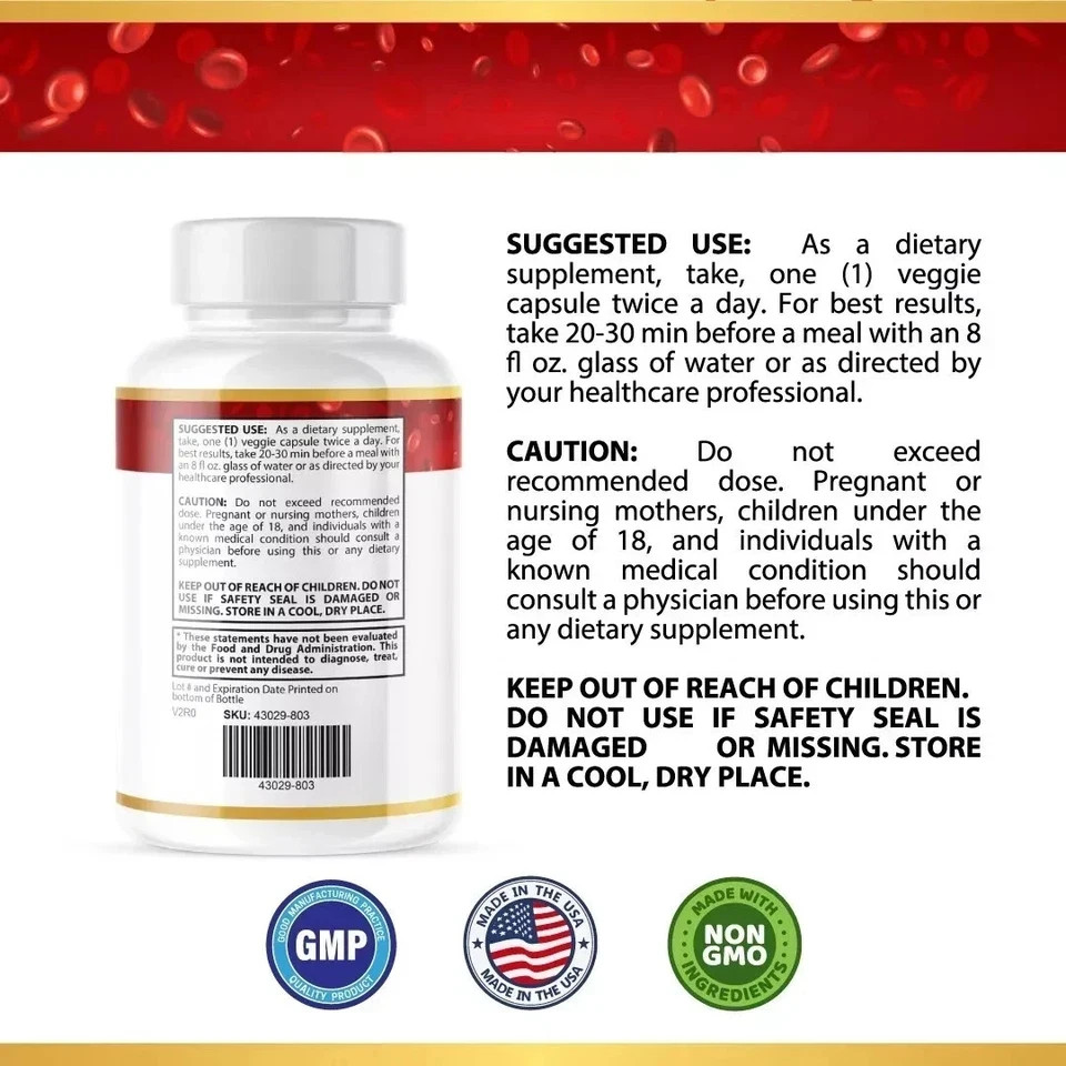 Blood Balance Plus Blood Support Dietary Supplement Genuine 80Capsules USA..
