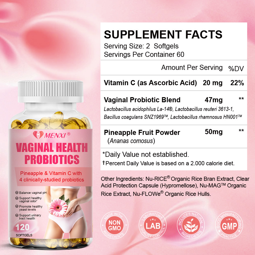 Vaginal Probiotics for Women pH Balance w/Prebiotics Lactobacillus 120 Court