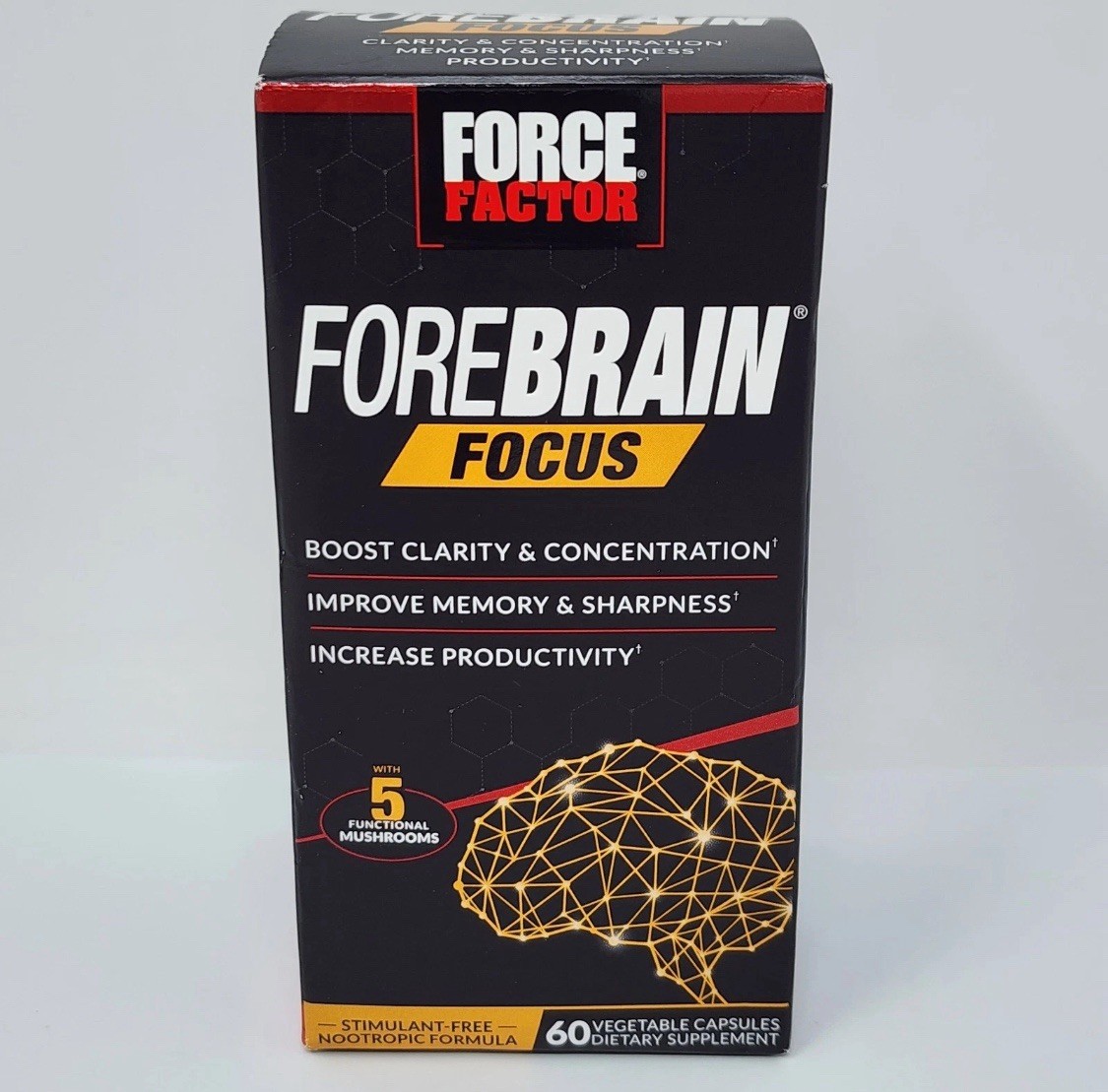 Force Factor Forebrain Focus Dietary Supplement, 60 Capsules Exp 12/2028