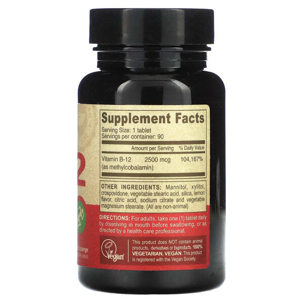 Deva Nutrition Vegan Sublingual Fast Dissolve B-12 Tablets 2500 mcg 90 Count