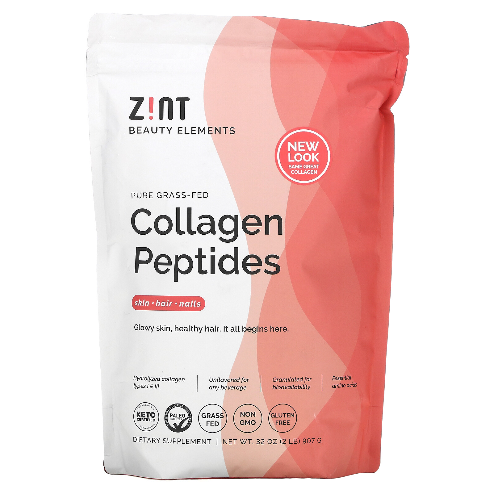 Zint Collagen Hydrolysate Pure Protein 32 oz 907 g Dairy-Free, Gluten-Free,