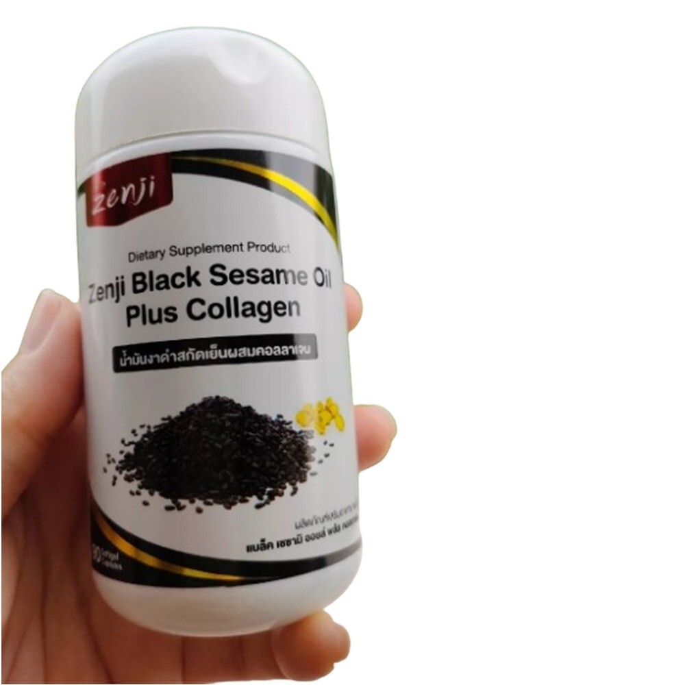 6X Zenji Black Sesame Oil Plus Collagen Tripeptide 500 mg Dietary Supplement 90