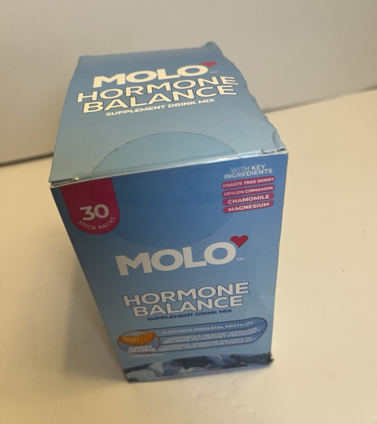 MOLO Hormone Balance Supplement Drink Mix Powder, 30 Stick Packs, Women. Orange