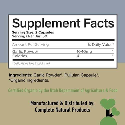 CNP Organic Garlic Capsules 520mg – Whole Garlic Extract Supplement, Daily