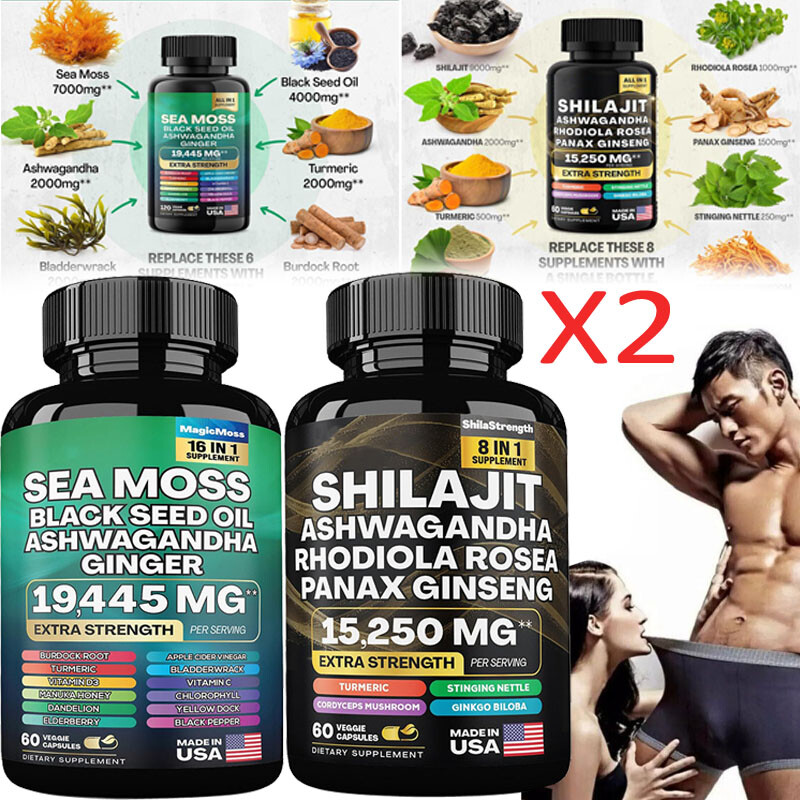 Dynamic Vitality Bundle – Sea Moss Multivitamin & Shilajit Power Combo Set -USA