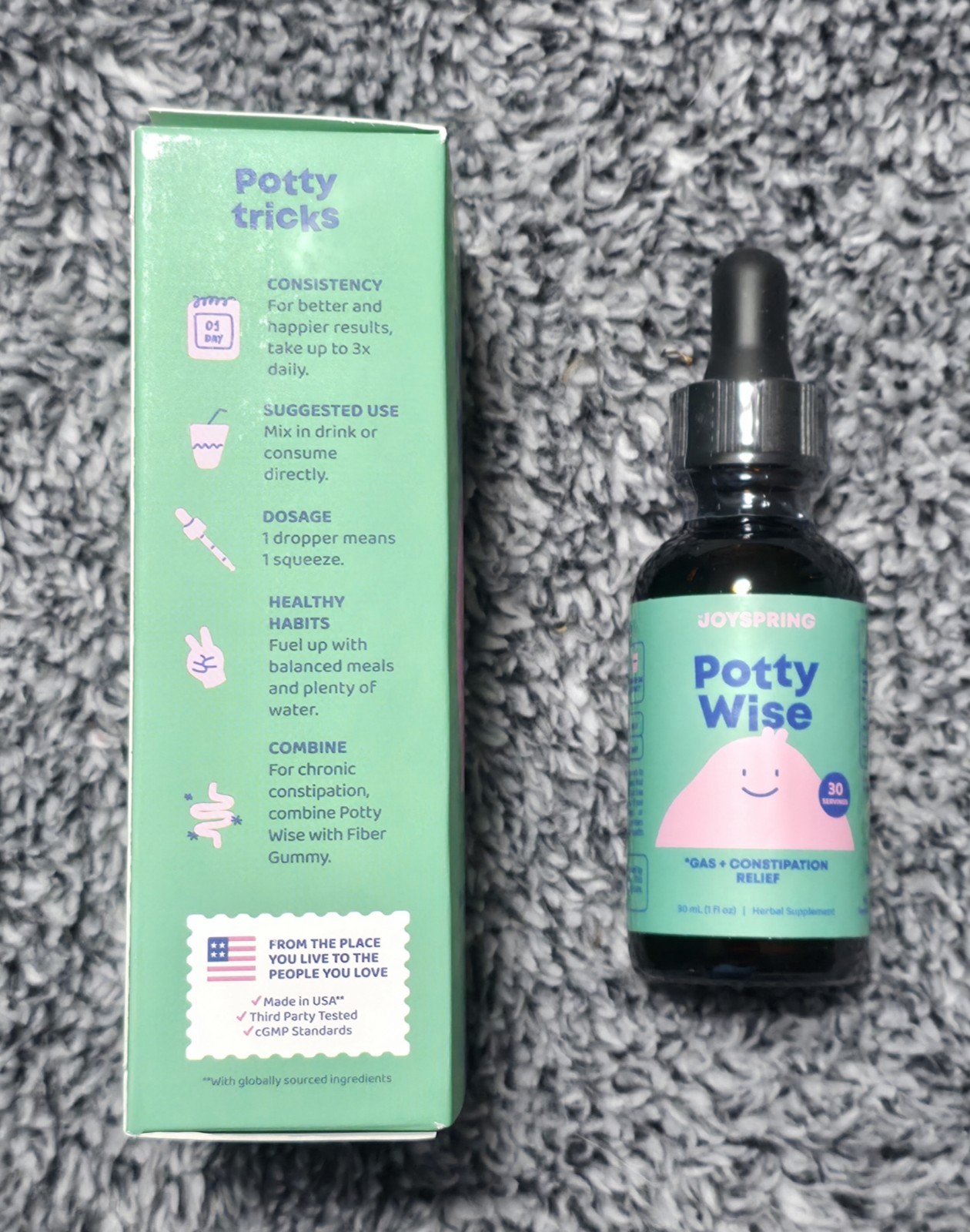 Joyspring Potty Wise Gas & Constipation Relief, 30 servings, BB 2/2028, SEALED