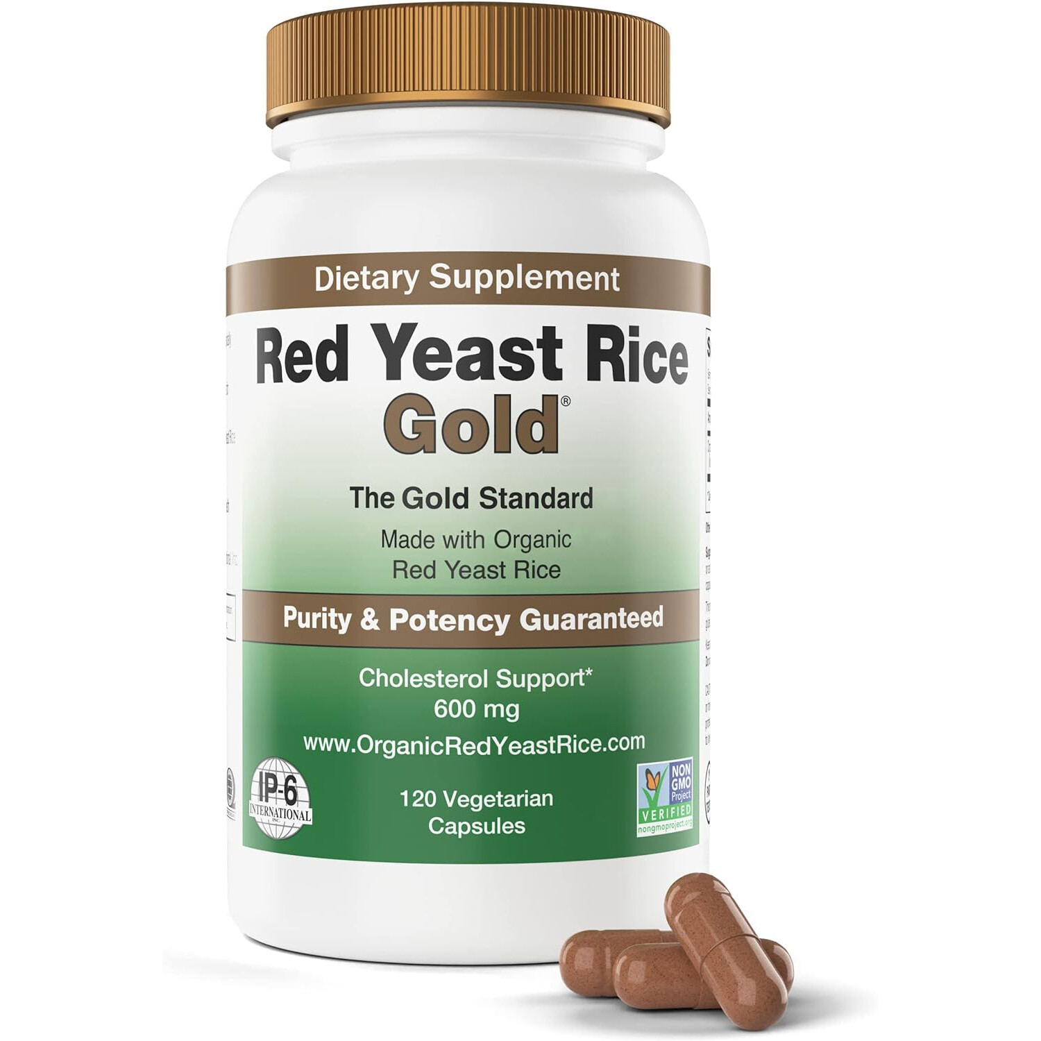 IP-6 International Red Yeast Rice Gold, 600 mg, 120 Vegetarian Capsules