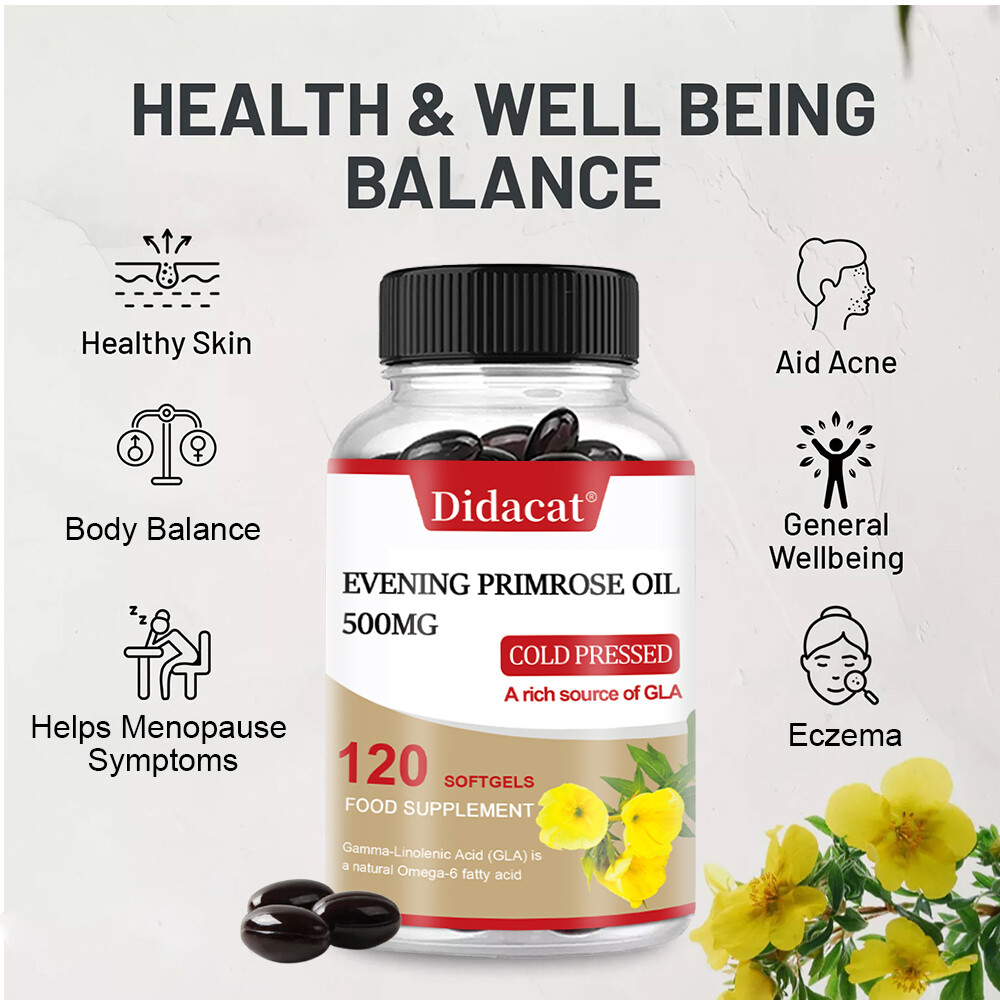 Evening Primrose Oil Capsules 500MG with GLA -Anti-Aging,Whitening Softgels