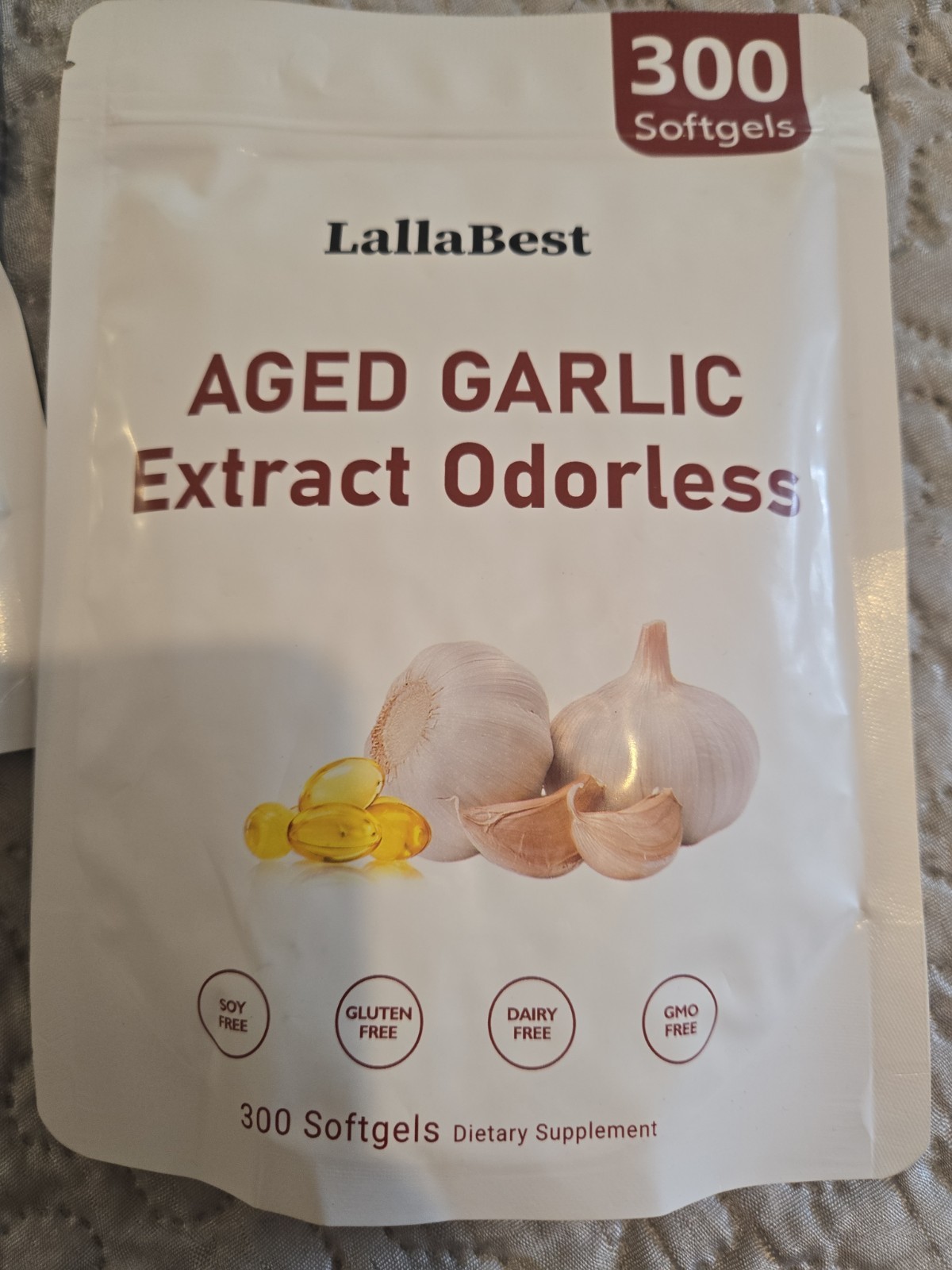 LallaBest Odorless Aged Garlic Extract 500mg 300 Softgels 3 PACKS EXP 1/2029