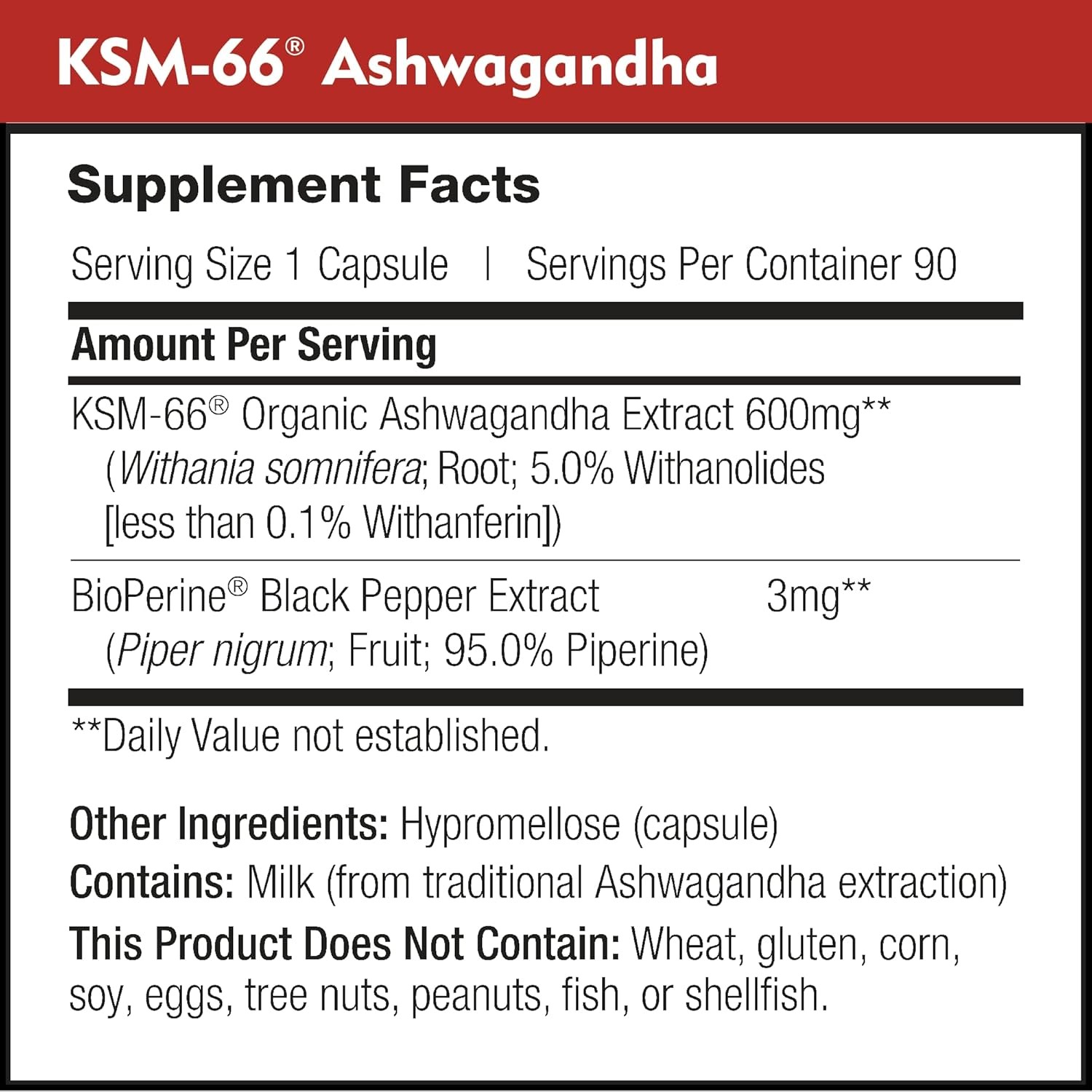 Ashwagandha 600mg KSM-66 Organic Root Extract 90 Capsules Supplement