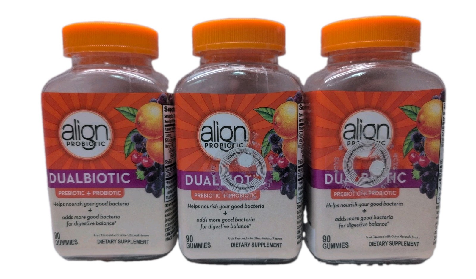 3 Align DualBiotic Prebiotic + Probiotic 3 X 90 = 270 Gummies, 07/2026