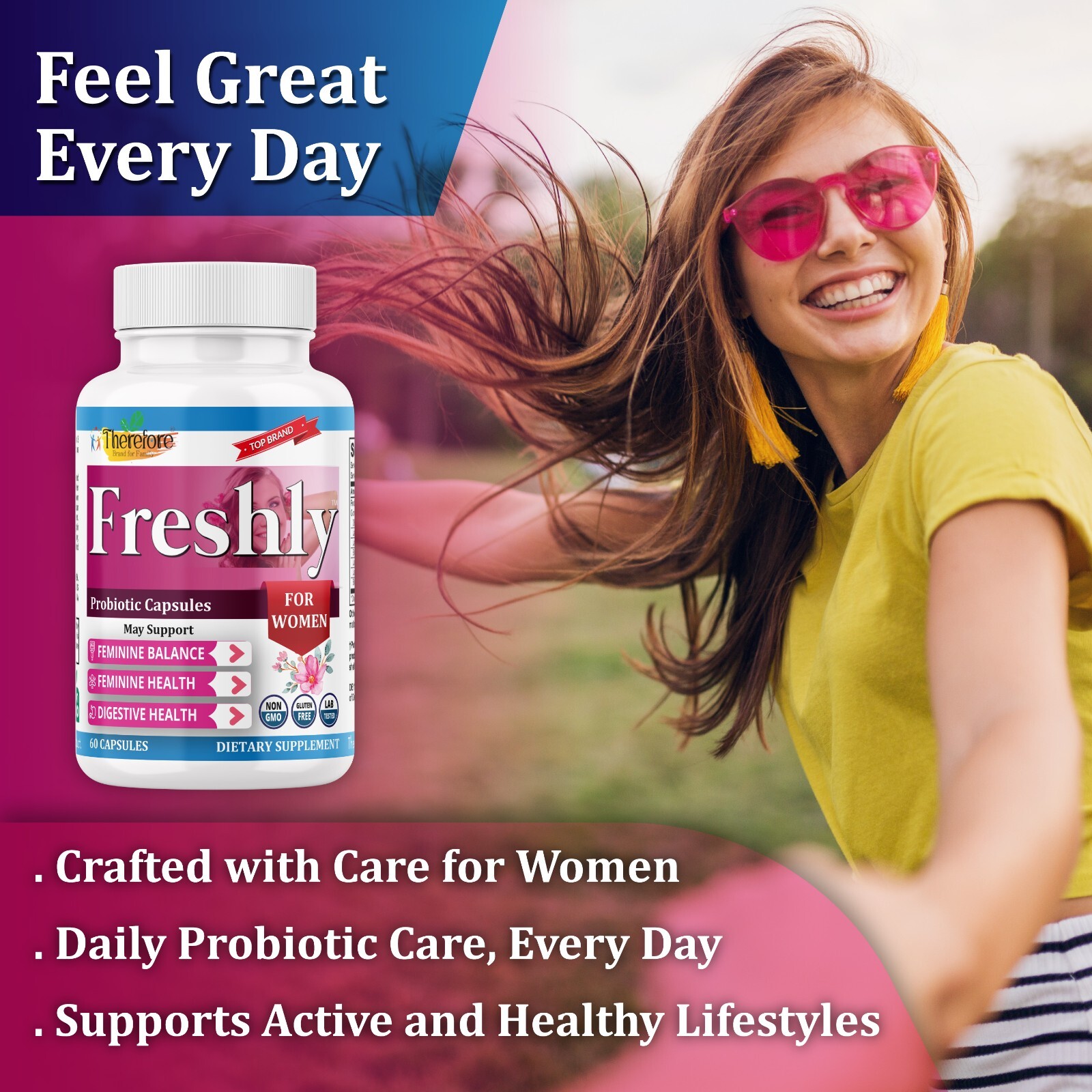 Vaginal Flora & Feminine Health Probiotics for Women, Yeast Balance-60 Pills