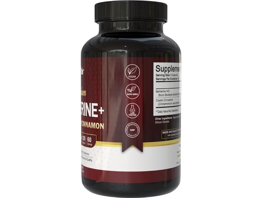 nutriFlair Berberine+ Ceylon Cinnamon Blood Sugar Support 120 Caps Vegan
