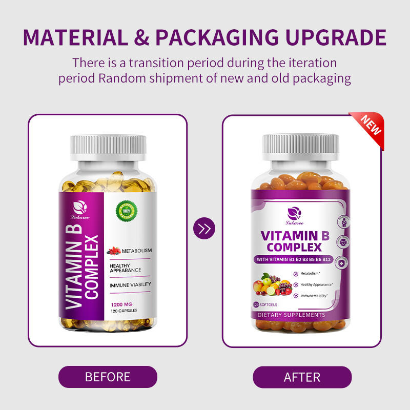 Vitamin B Complex 120 Capsules B1,B2,B3,B5,B6,B7,B9,B12, Immune Support Pills