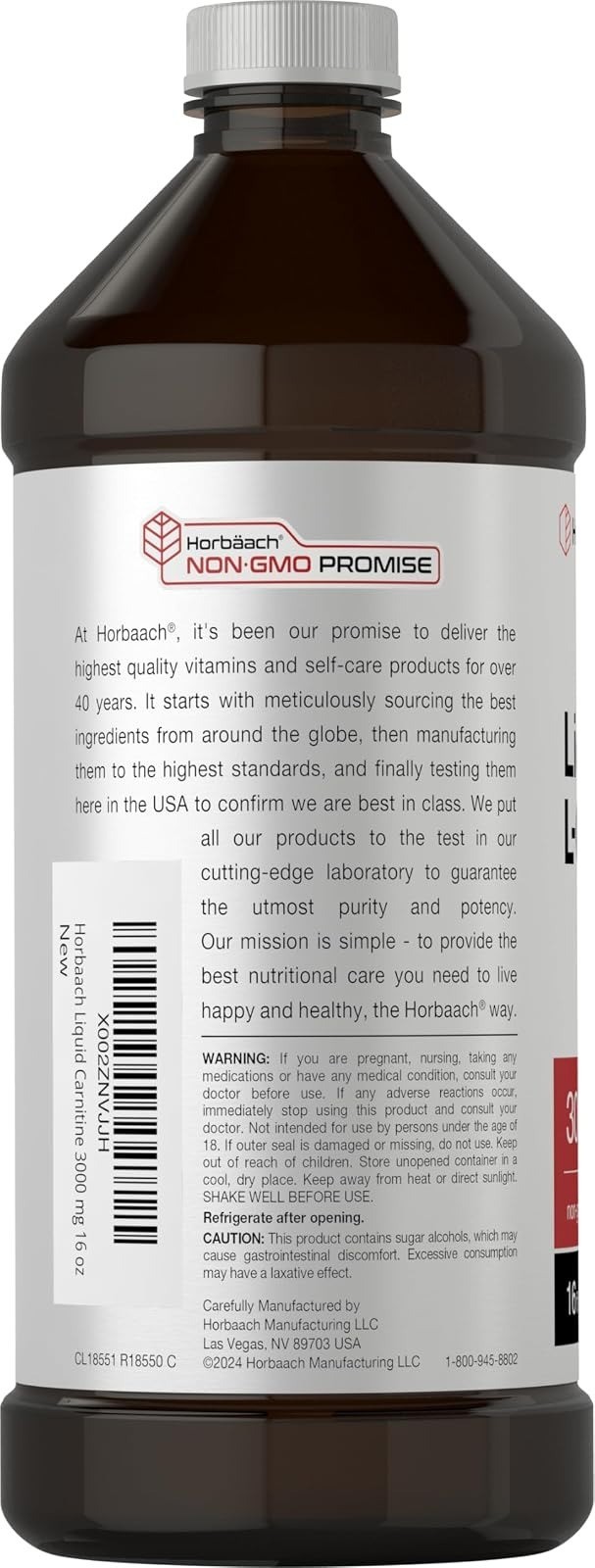 Horbäach L-Carnitine Liquid 3000 mg 16 fl oz Berry Flavor Supplement