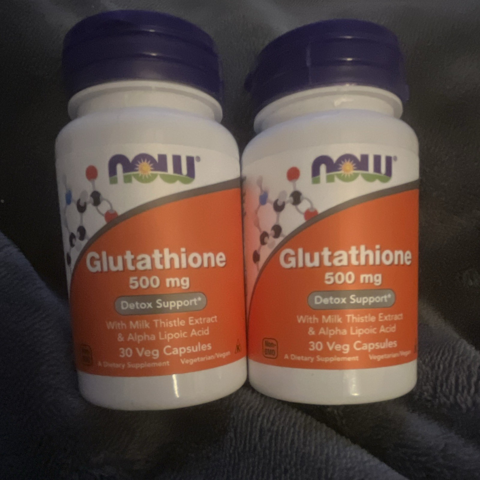 NOW Glutathione 500 mg Detox Support 30 Vegan Capsules 2 Pack Non-GMO Exp 7/29