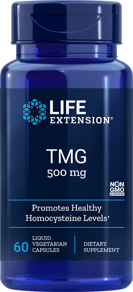Life Extension TMG 500 MG 60 LIQUID Veg Caps (Two Pack Deal)