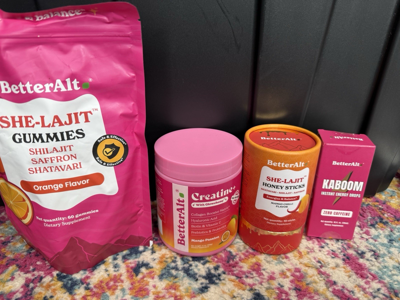 BetterAlt Supplement Lot SHE-LAJIT Gummies Honey Sticks Creatine+ Kaboom NEW