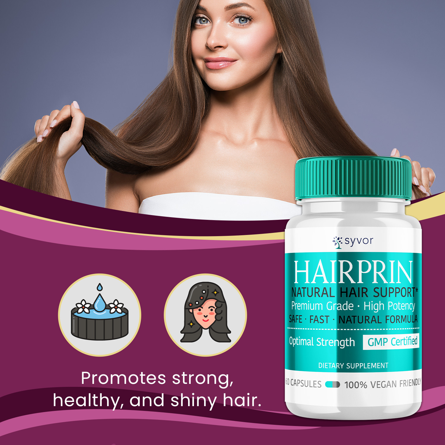 Hairprin Supplement Pills, Advanced Support for Healthy Hair Growth 180 Capsules