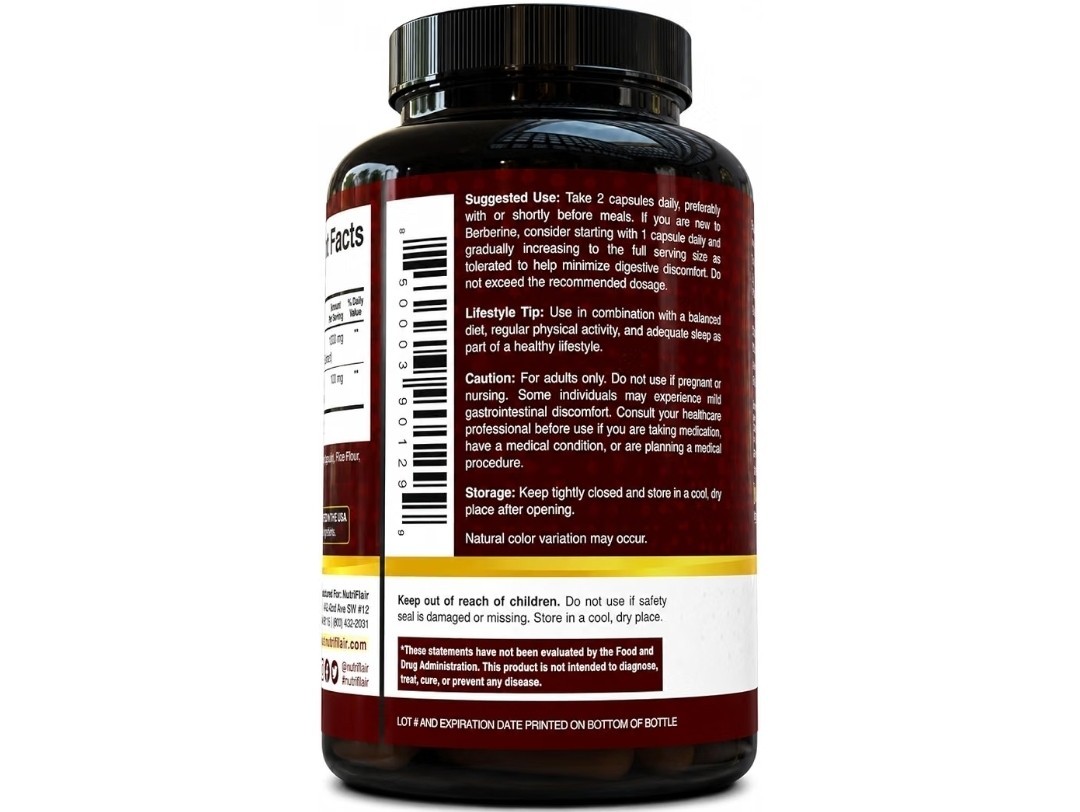 nutriFlair Berberine+ Ceylon Cinnamon Blood Sugar Support 120 Caps Vegan