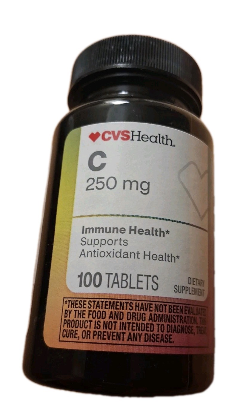 Two New CVS Health Vitamin C 100 Count Tablets-250 mg & 500 mg Exp 06/27 & 08/27