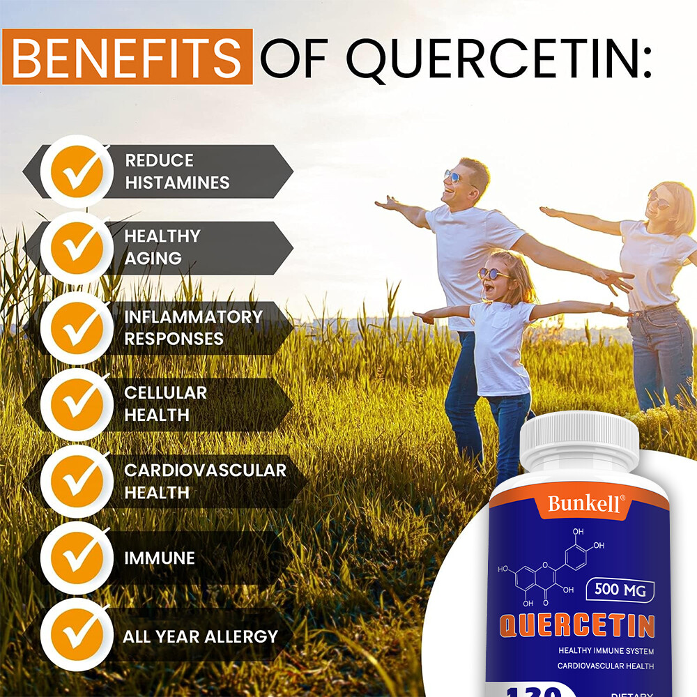 Quercetin 500 mg – Supports Cardiovascular Health, Non-GMO, Gluten Free, Vegan