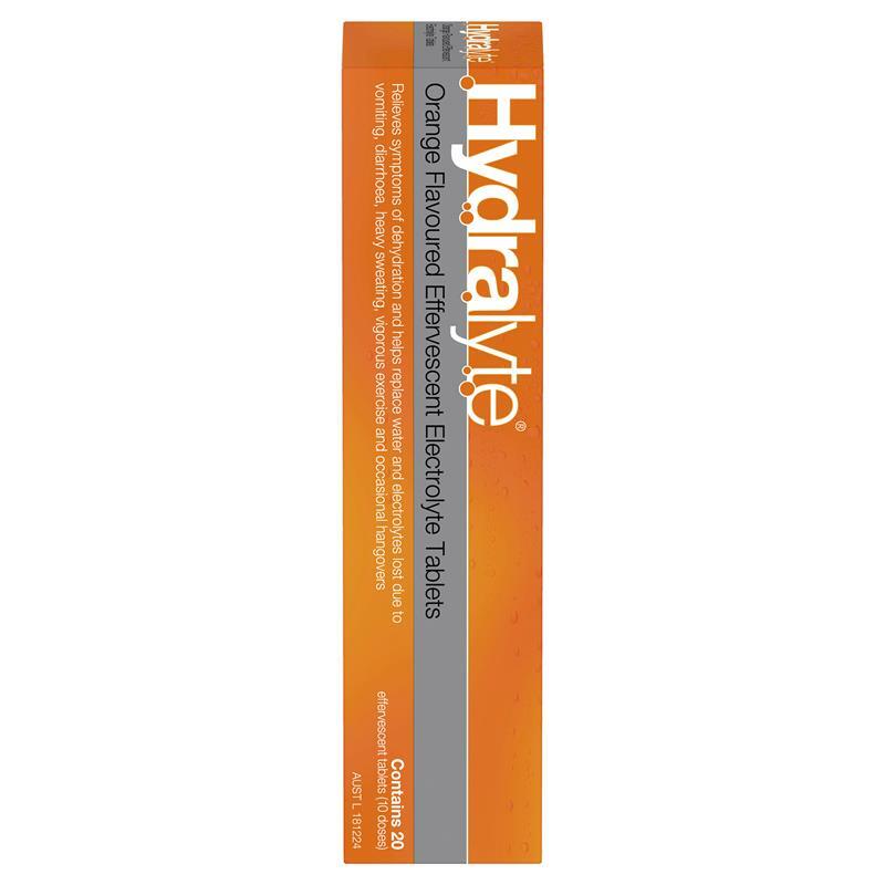 2 x Hydralyte Effervescent Electrolyte Orange Flavour For Dehydration 20 Tablets