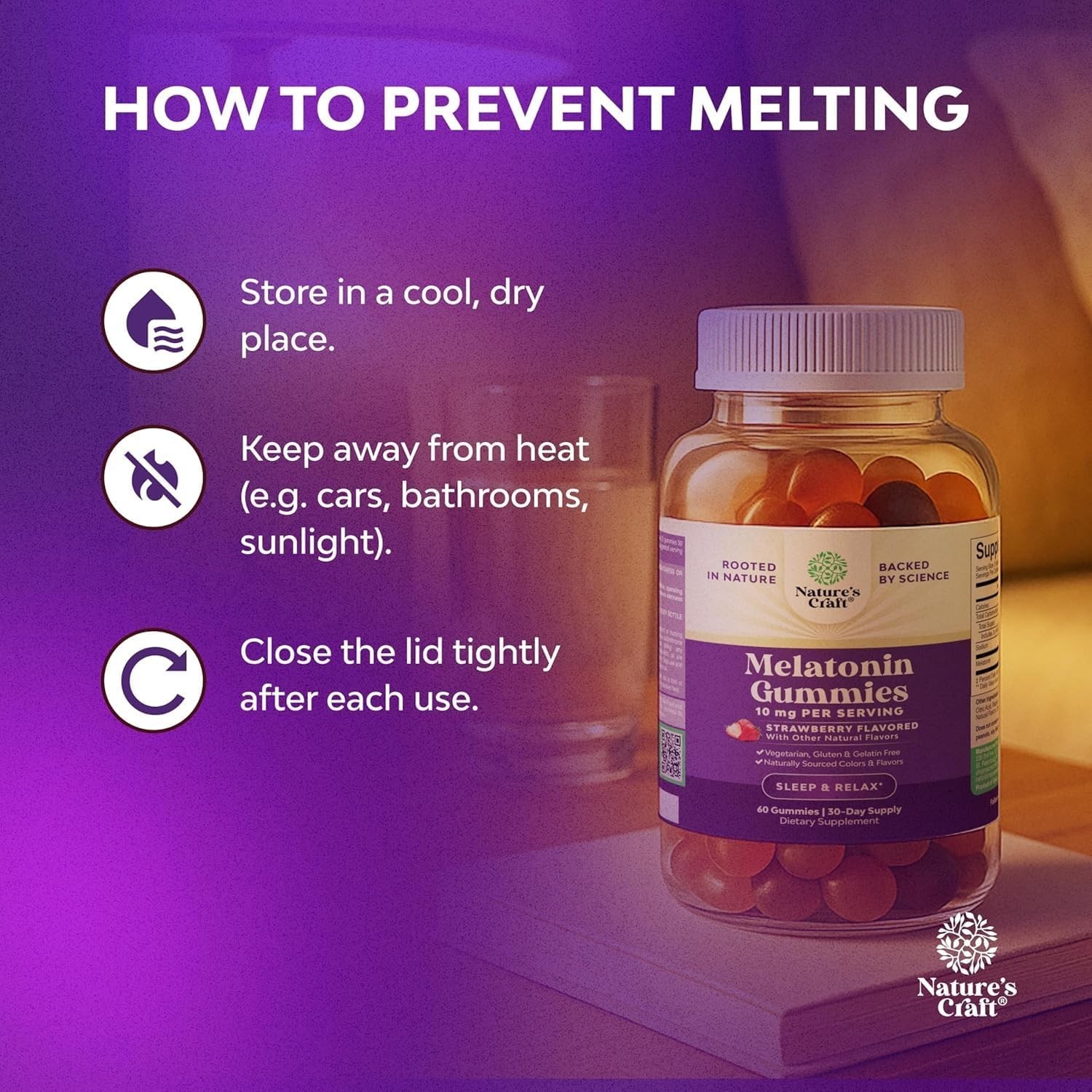 Certified Organic Melatonin Gummies 10mg Per Serving- Fast Acting and Tasty 60ct
