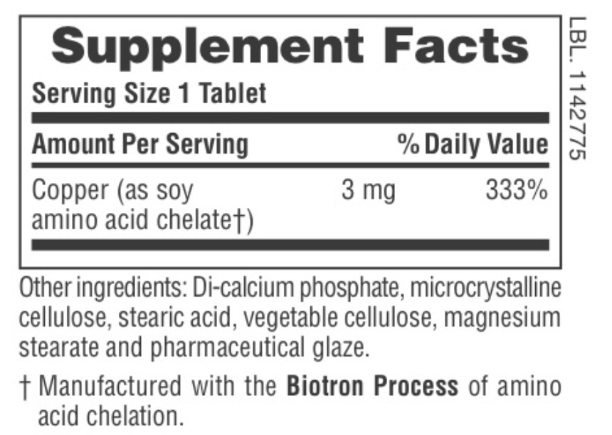Nature’s Plus 3mg Copper 90 Count/90 Servings