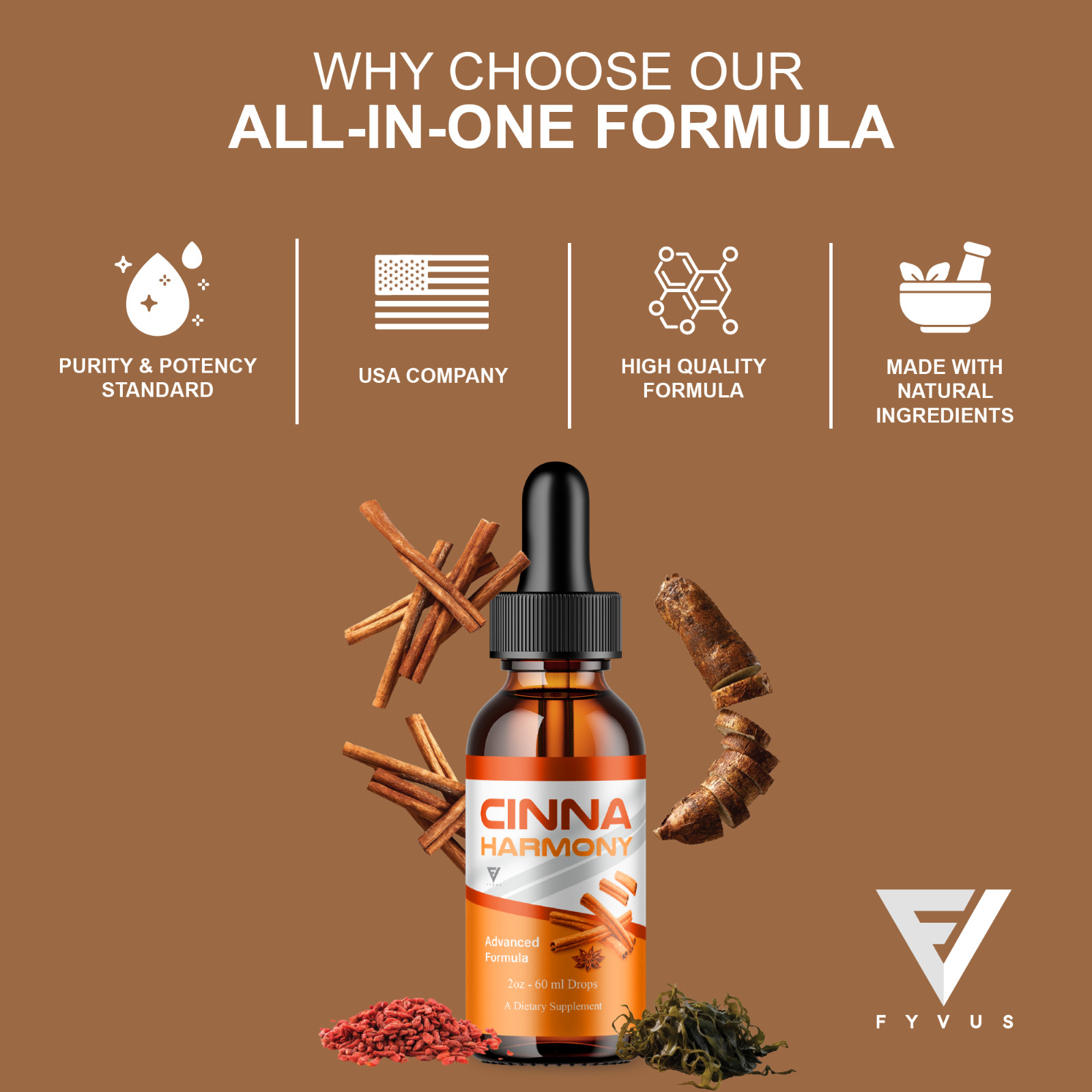 (5 Pack) Cinna Harmony Drops, CinnaHarmony Advanced Formula Supplement (10oz)
