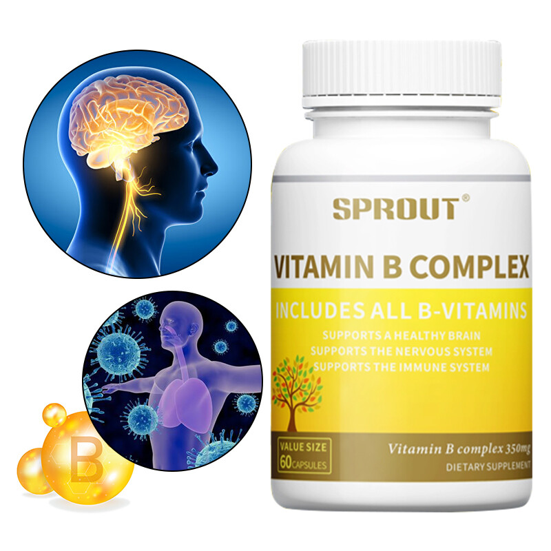 Vitamin B Complex 350mg, 60 Capsules All B-Vitamins – High Potency