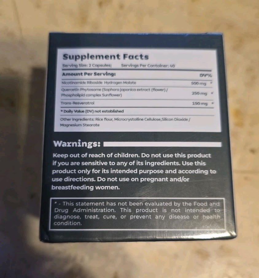NIB Sealed NAD + NICOTINAMIDE RIBOSIDE + RESVERATROL 900 mg Reus Research