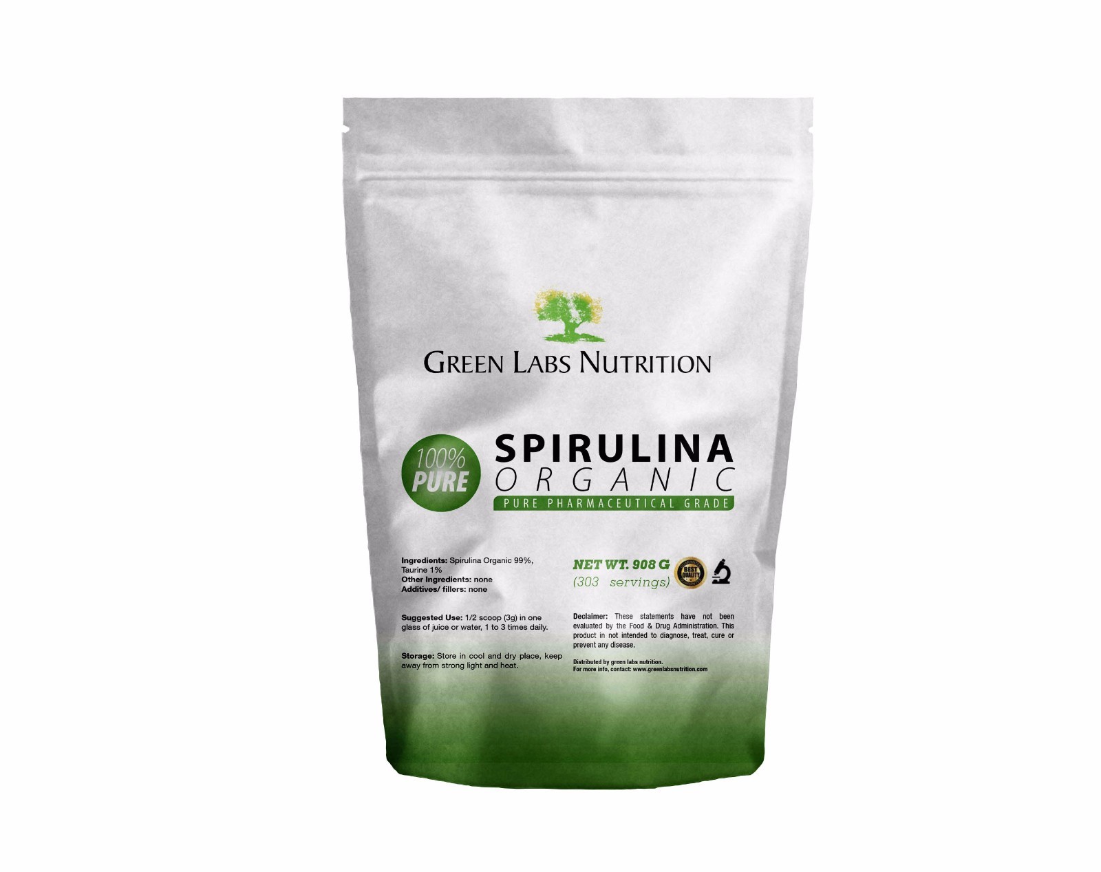 SPIRULINA Pure Powder Organic 2lbs – 908g Superfood Vitamins Minerals Aminoacids