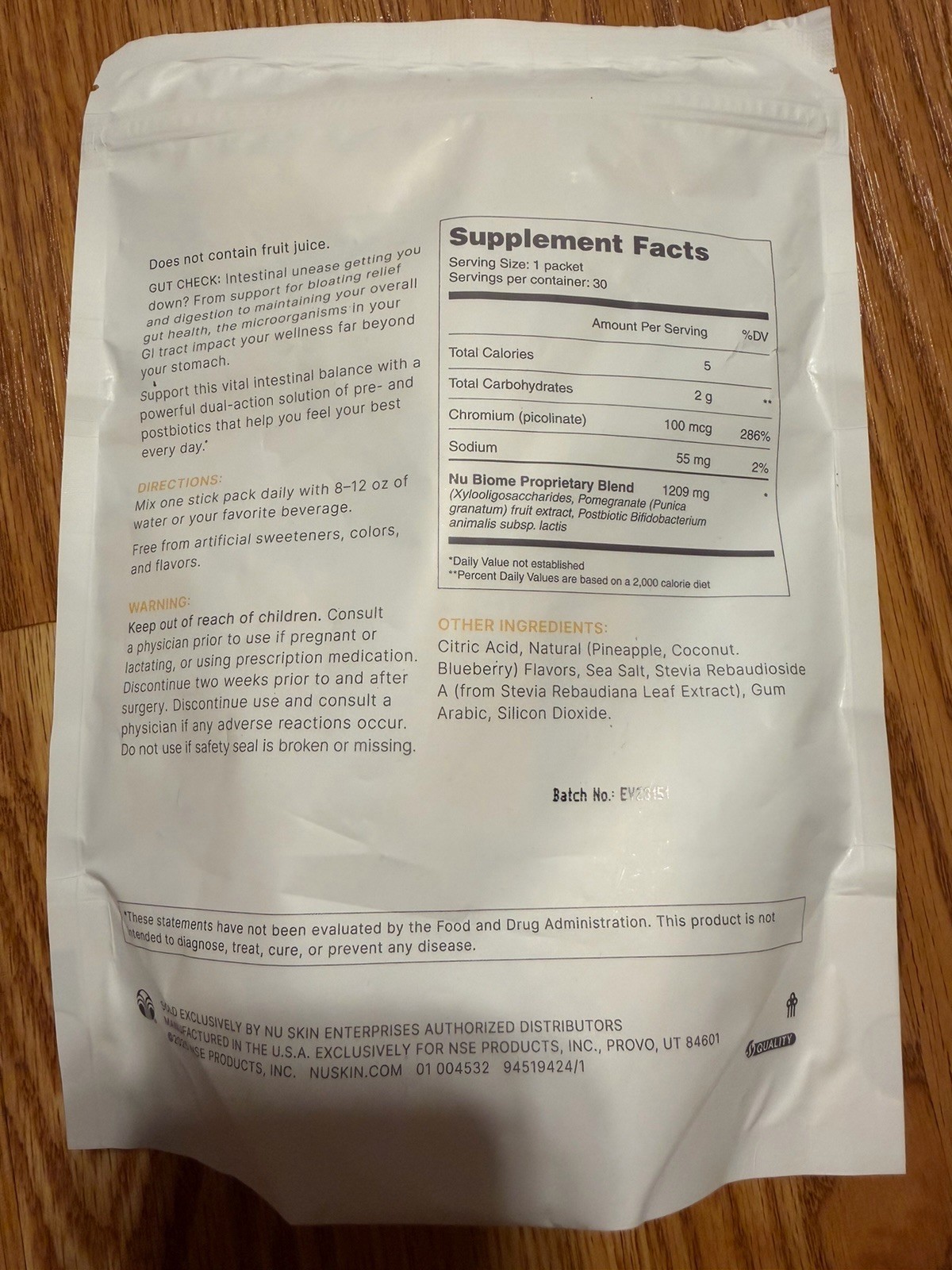 Pharmanex Nu Biome Coconut Pineapple Powder Sodium Chromium Caffeine Free