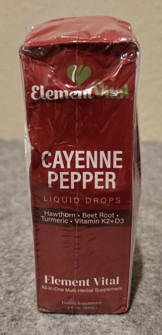 Cayenne Pepper Liquid Drops Dietary Supplement Exp 12/2027 2 fl oz