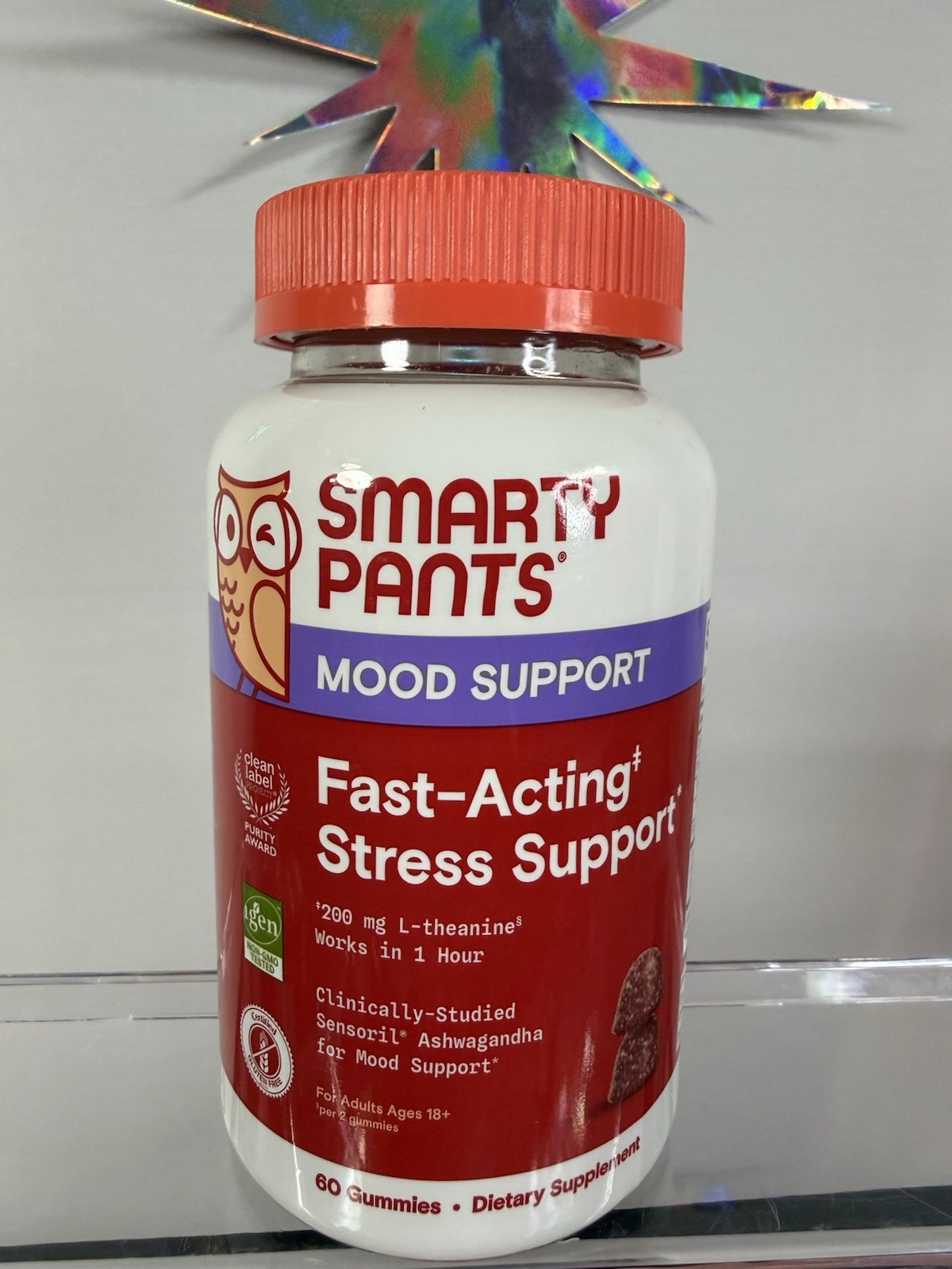 SmartyPants Mood + Stress Support Gummies 60 ct 200 mg Gluten-Free
