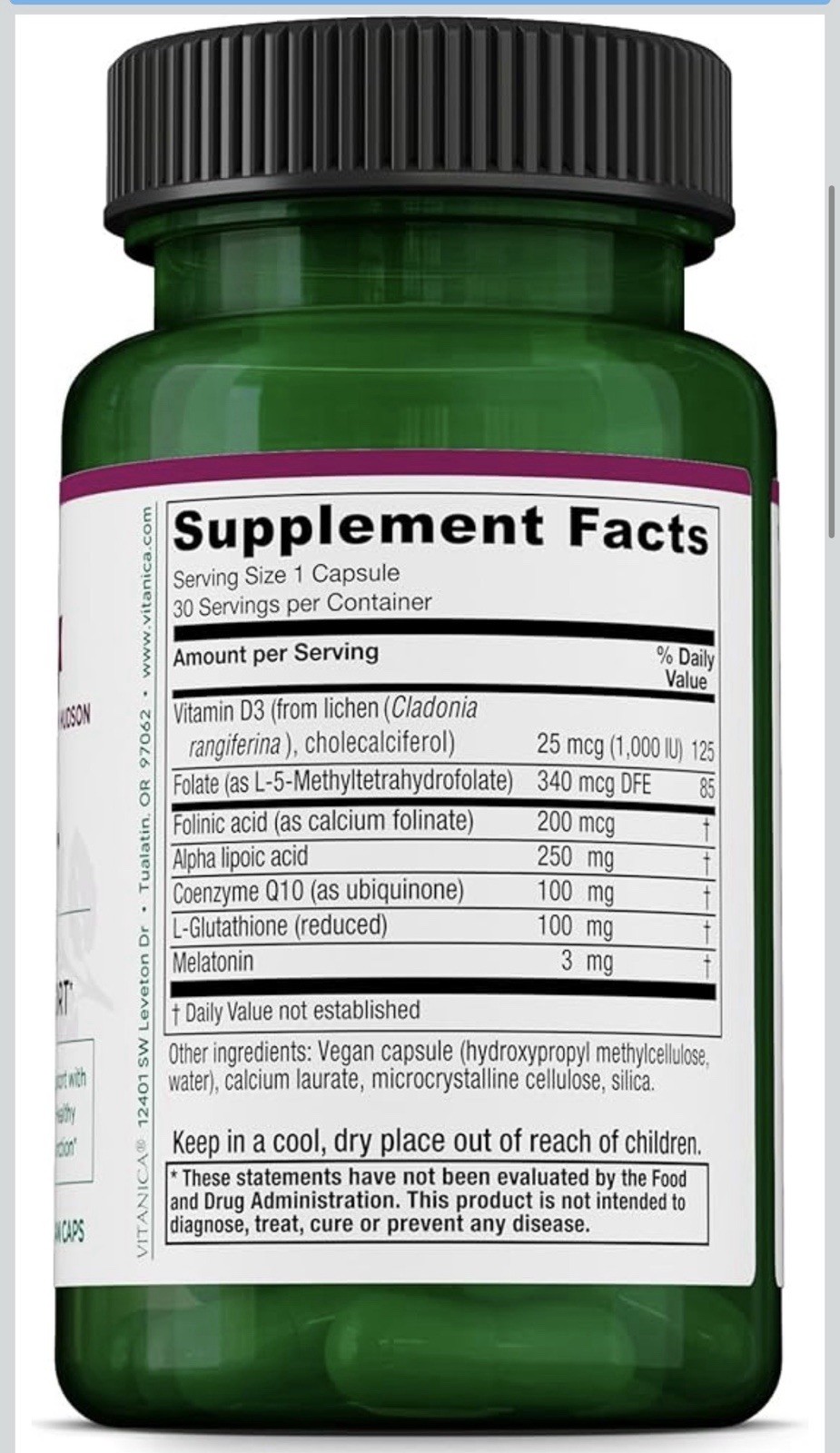 Vitanica Ovum P.M. Bedtime Egg Quality Support 30 Vegan Caps Exp 09/2027