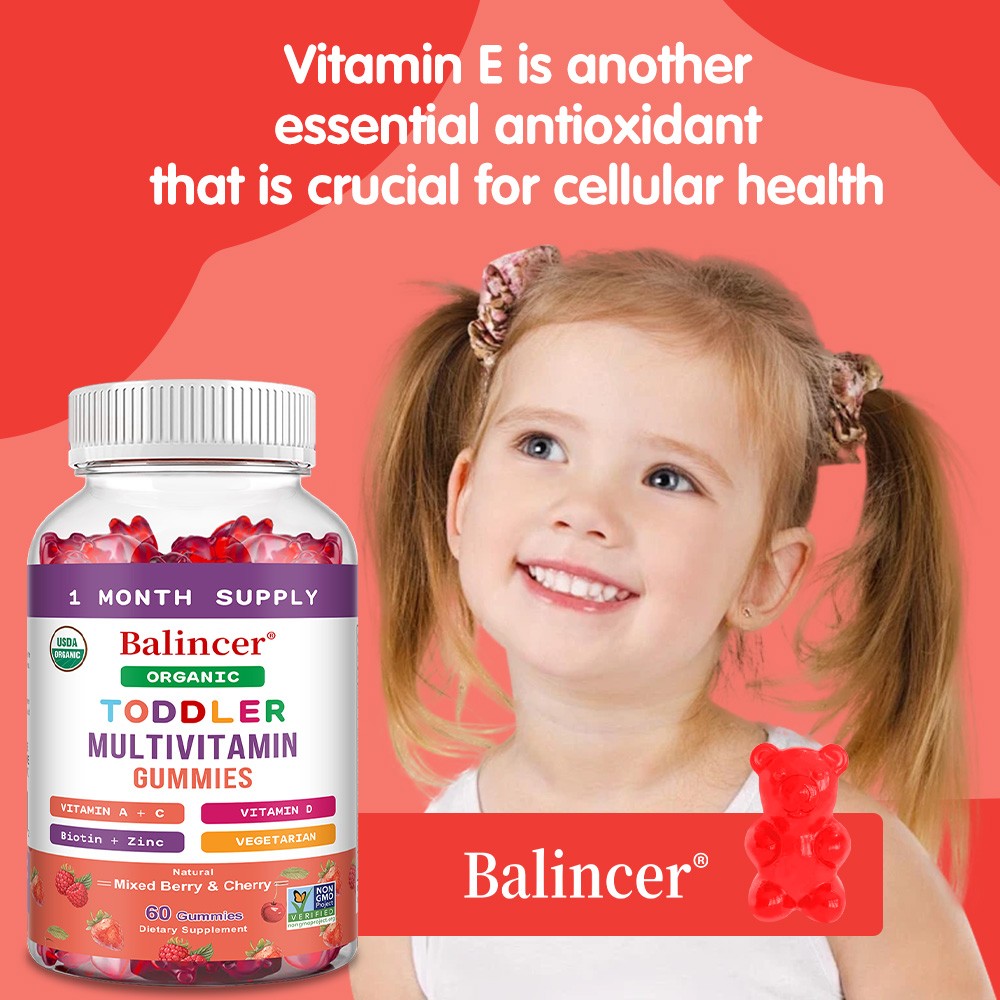 Toddler Multivitamin Gummie,Allergen-Free Kid Vitamin A C D Zinc for Growth 60CT