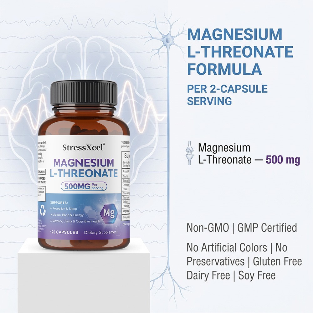 Magnesium L-Threonate 500mg – Supports Brain Health, Relaxation 30/60/120Caps