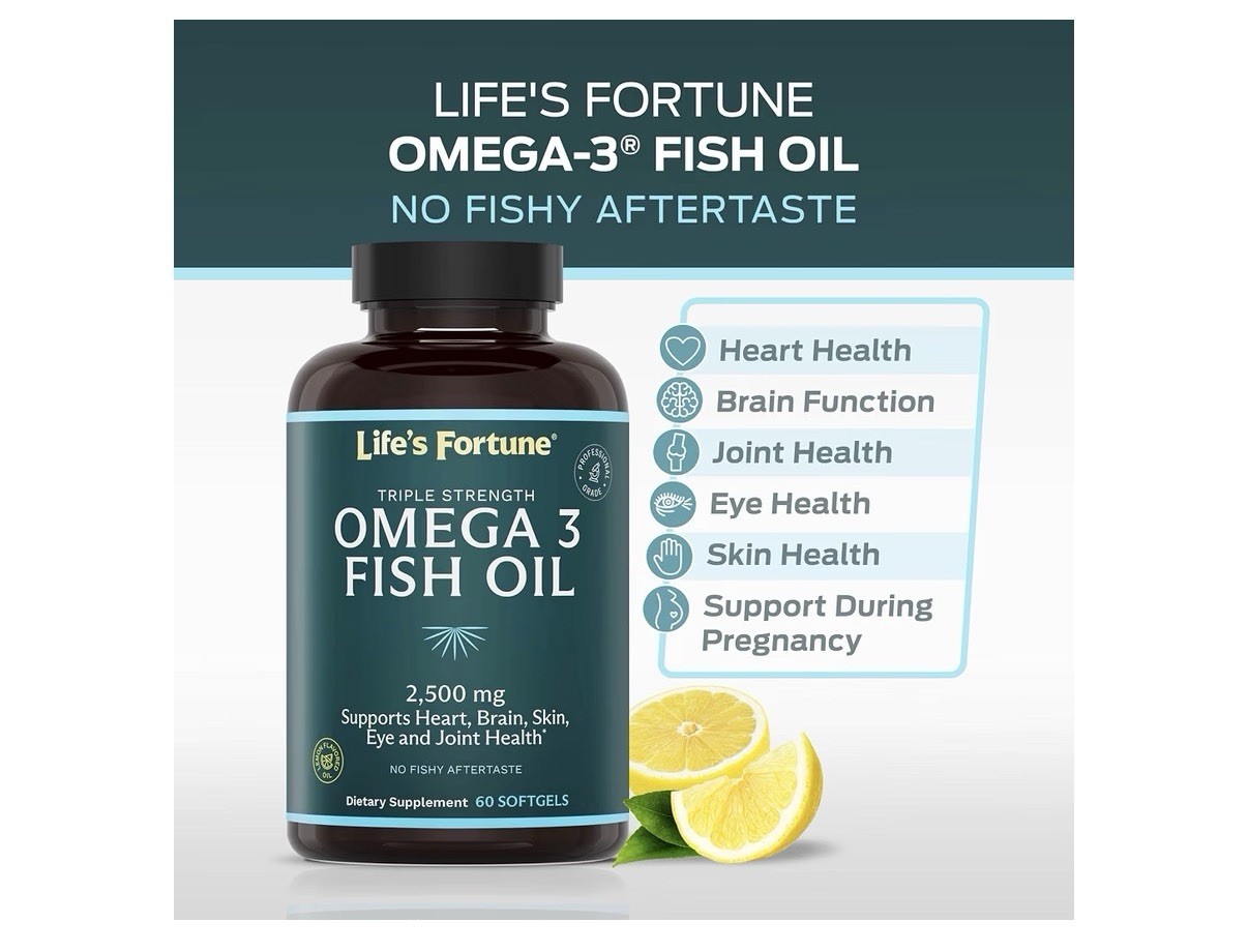 Life’s Fortune Omega 3 Fish Oil 2500 mg Heart Brain Skin Eye Joint Health 120sg
