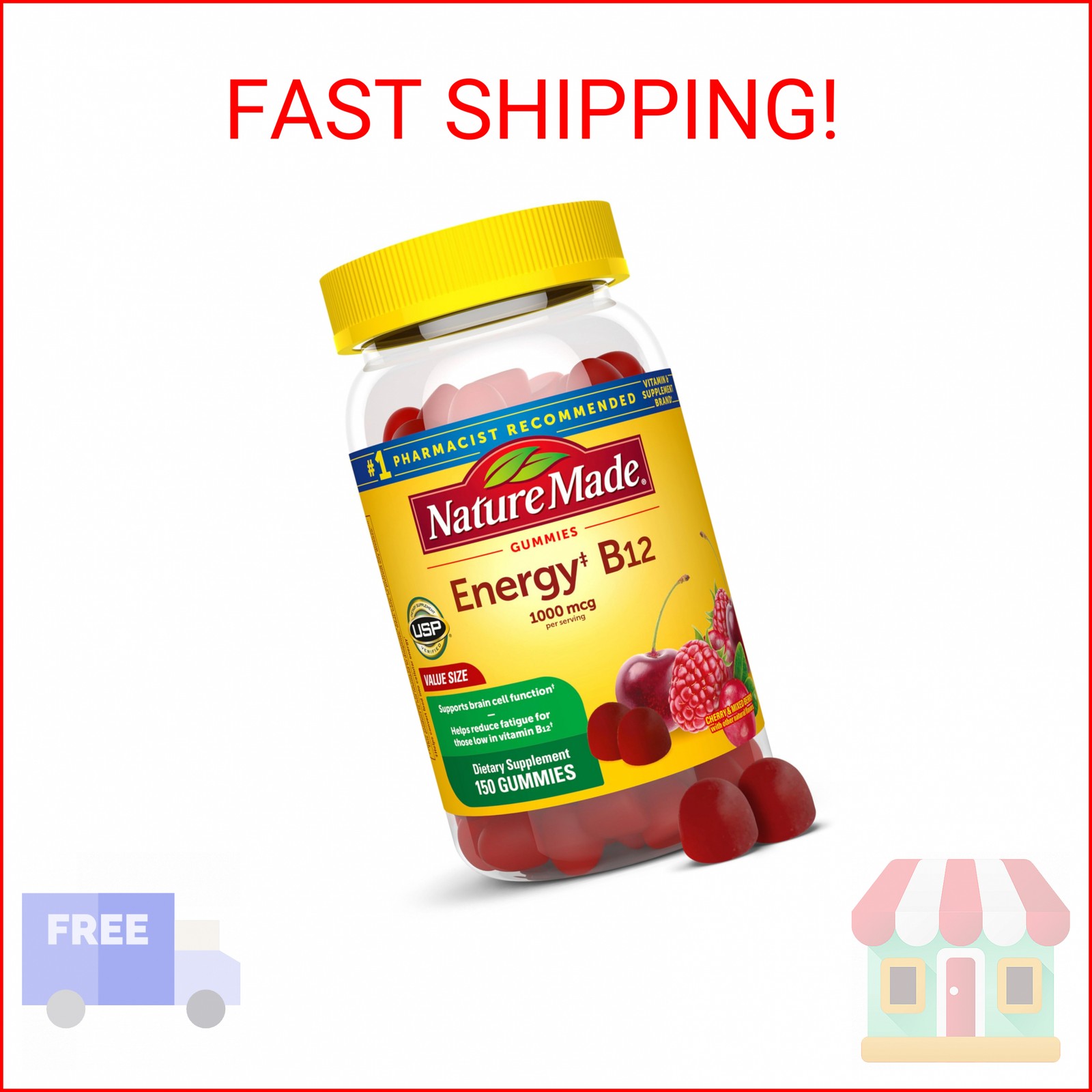 Nature Made Vitamin B12 Gummies 1000 mcg per serving, Dietary Supplement for Ene