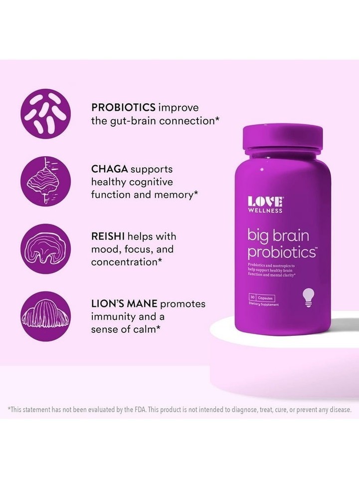 Love Wellness Big Brain Probiotics, 30 Caps(2 SET) Exp 8/27 Previous Packaging