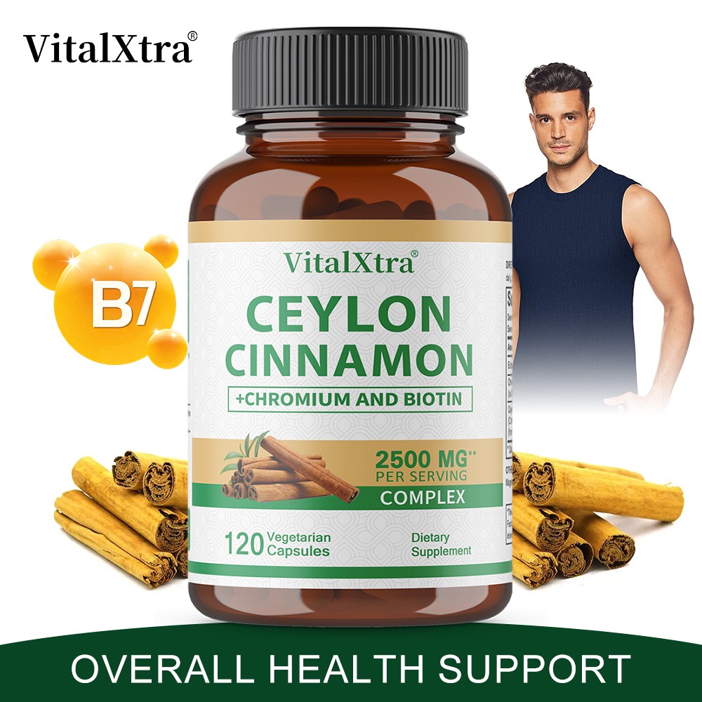 Ceylon Cinnamon Complex 2500mg,with Biotin for Glucose Levels & Vitality,120Caps