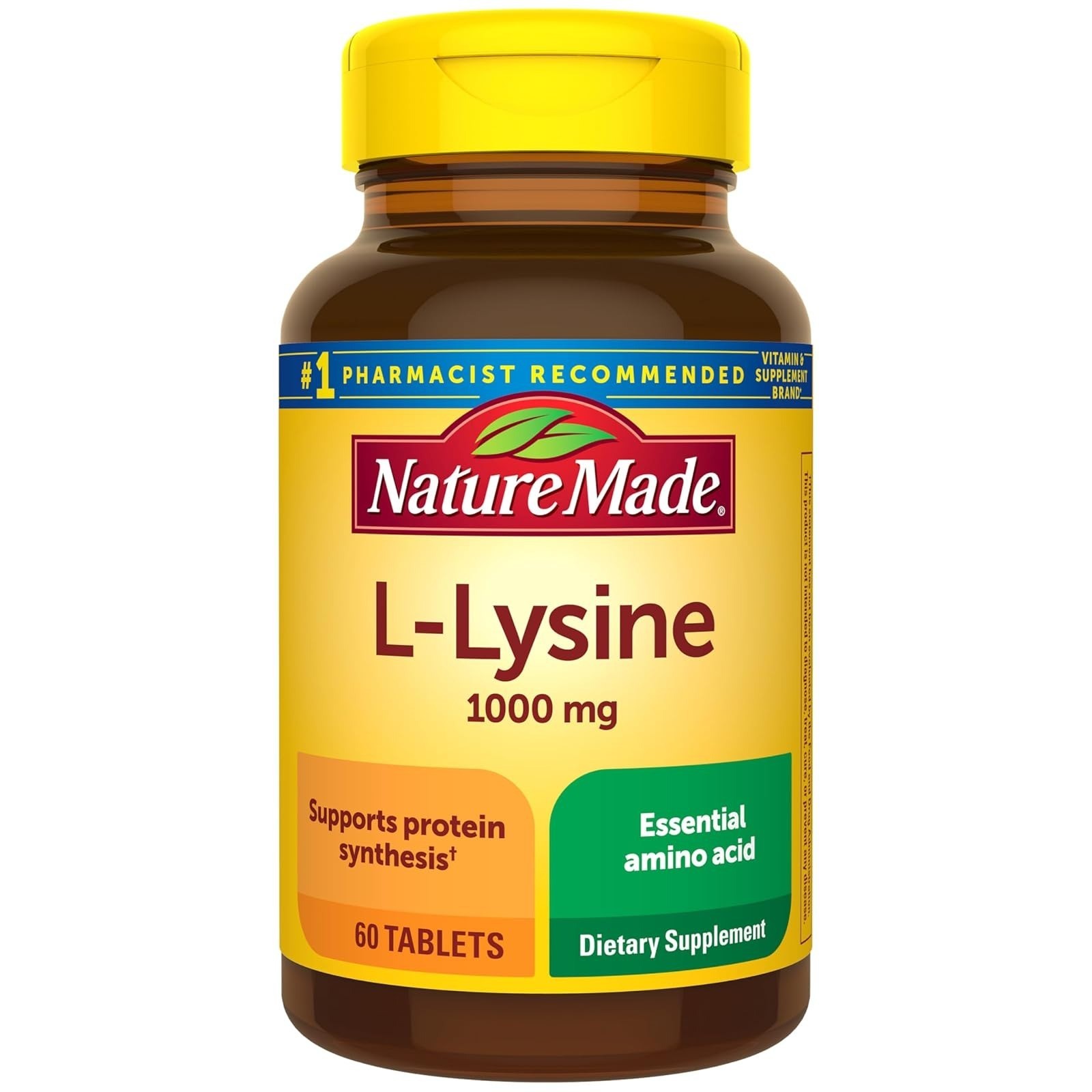 Nature Made L-Lysine 1000 mg Tablets, 60 Count, Gluten Free