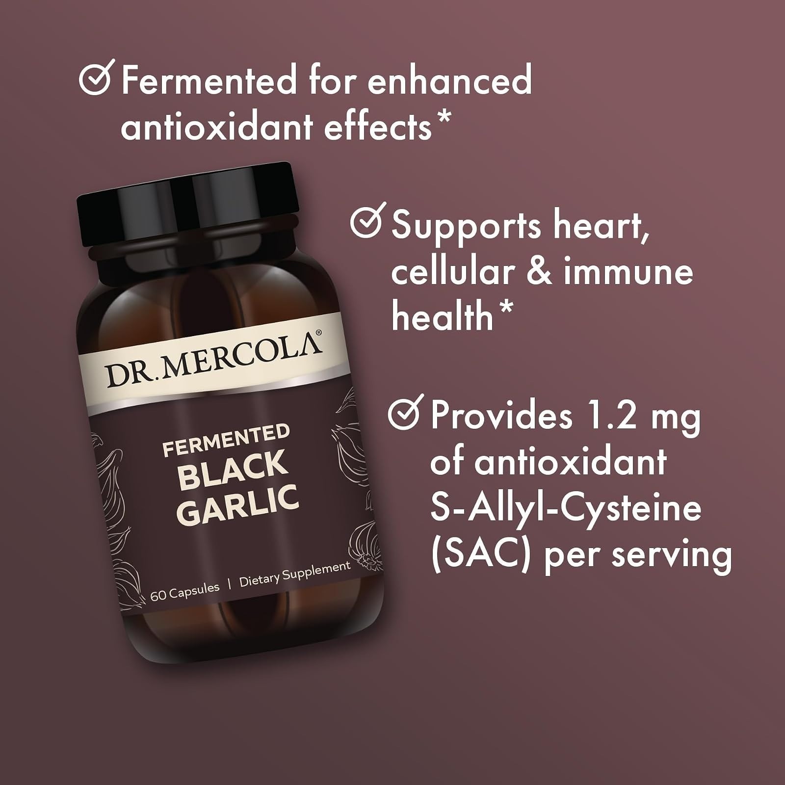 Dr. Mercola Fermented Black Garlic Capsules – Immune & Heart Health