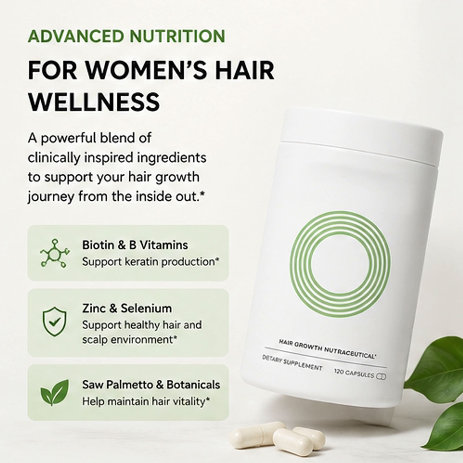 Women’s Hair Growth Supplement |3 Pack (120 Capsules) | 3 Month Supply| Exp 2026